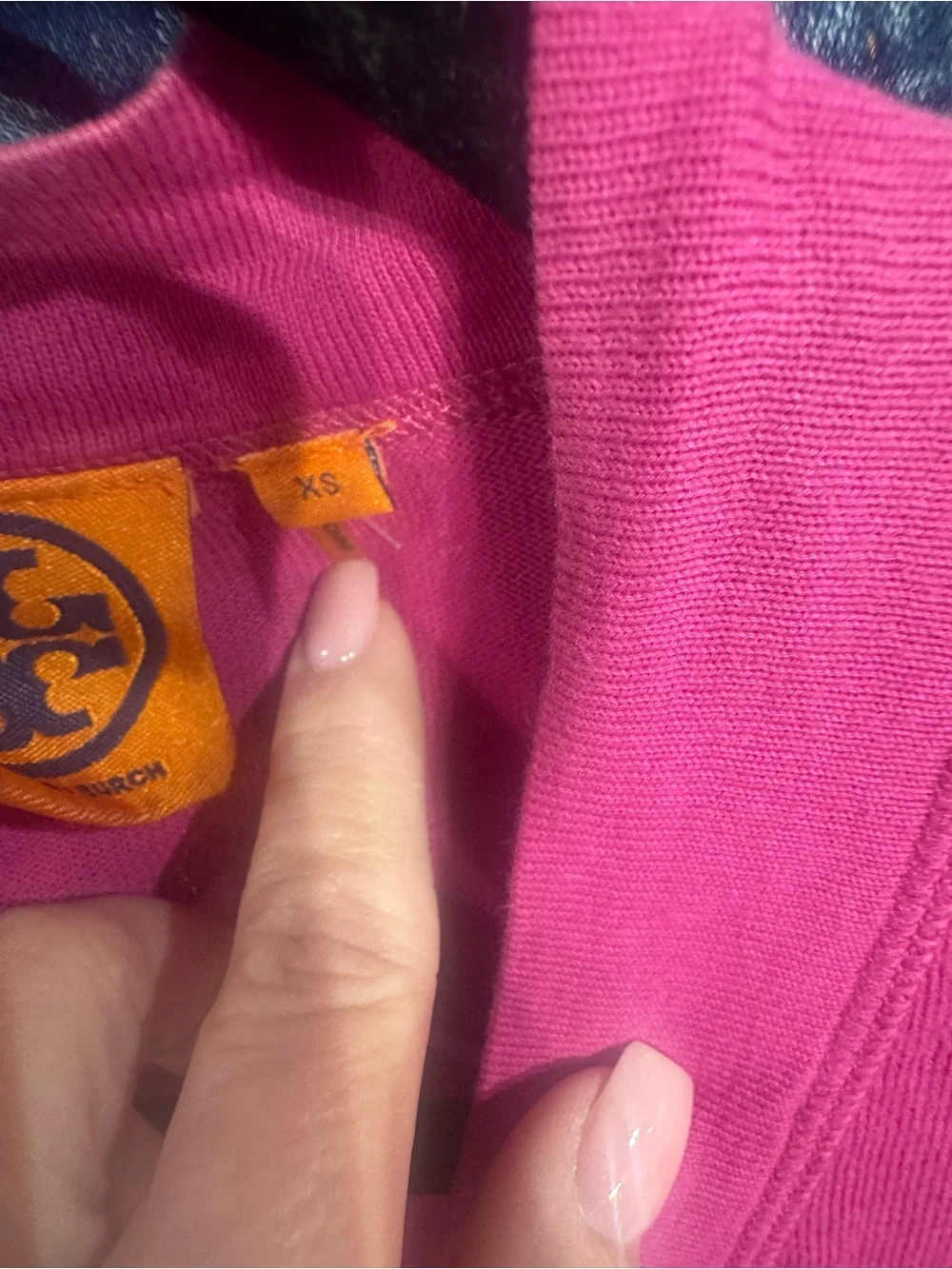 0222 Tory Burch Hot Pink Button-Front Cardigan